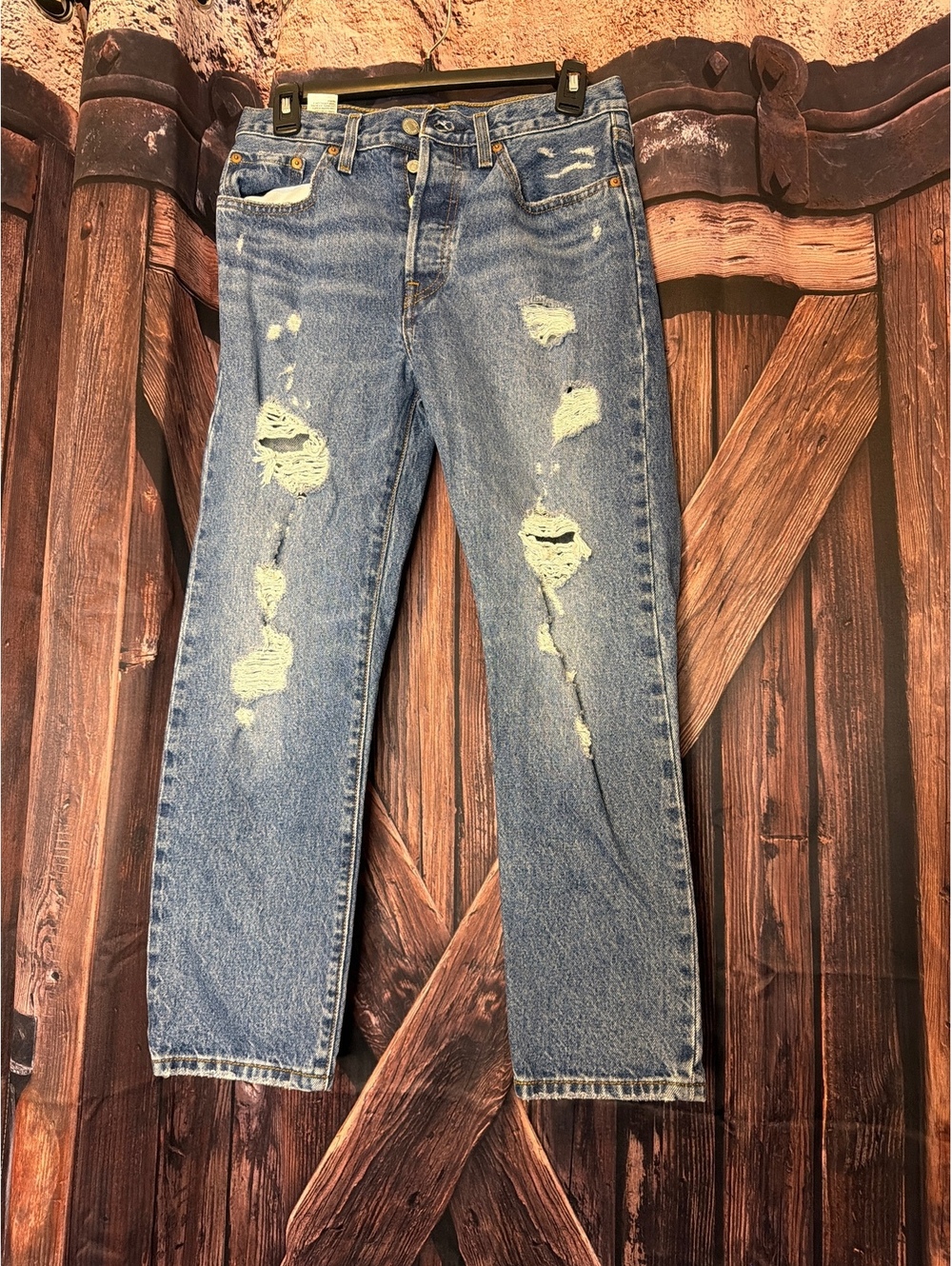 Levi's 501 size 27 Original Riveted Distressed Blue Jeans